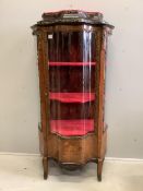 A gilt metal mounted and marquetry inlaid French kingwood vitrine, width 82cm, depth 47cm, height
