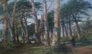 William Williams of Plymouth (1808-1895), watercolour, ‘tree lined pathway’, signed, 35 x 52.5cm.