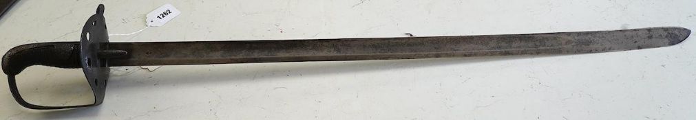 A 1796 pattern heavy cavalry trooper's sword with proof marks, blade 88cm. Condition - hilt