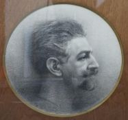 Early 20th century, charcoal, Portrait of Godefroid DeVreese (Belgian, 1861-1941), tondo,