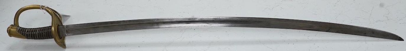 A German c.1860 light cavalry trooper’s sword by WRK, with German government inspector’s marks, 89.