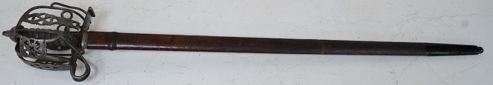 A late Victorian officer’s sword of the Black Watch, claymore blade etched with regimental title and