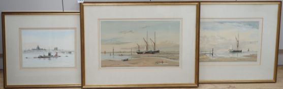 David Addey (b.1933), set of three watercolours, comprising 'Morning Mist, Rochester', 'Evening