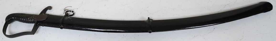 A 1796 pattern light cavalry trooper’s sword in scabbard, blade 82.5cm. Condition - well worn and