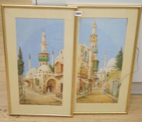 James Greig (1861-1941), pair of Orientalist watercolours, Middle eastern street scenes with