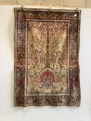 An antique Isphahan garden design ivory ground rug, approximately 200 x 130cm. Condition - fair