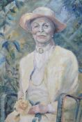 Elliker, oil on board, Half length portrait of a seated elderly lady, signed, 74 x 50cm. Condition -