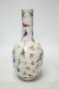 A Chinese famille rose ‘butterflies’ vase, 29cm high. Condition - good, light scratches to