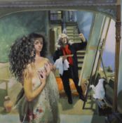 § § Robert Lenkiewicz (1941-2002), offset lithograph, 'Painter with Anna, St Anthony Theme',