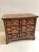 A 17th / 18th century oak chest, width 98cm, depth 56cm, height 84cm. Condition - fair