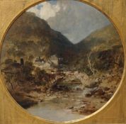 Edmund John Niemann (1813-1876), oil on canvas, tondo, Trefriw, near Llanwrist, North Wales,