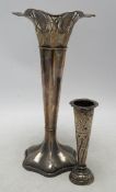 A George V pierced silver trumpet vase, Joseph Gloster Ltd, Birmingham, 1912, height 26.4cm,