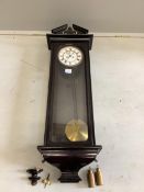 A 19th century ebonised Vienna regulator wall clock, height 105cm. Condition - fair