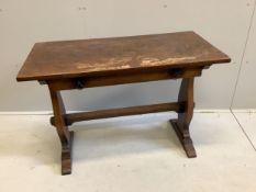 A rectangular oak side table, width 106cm, depth 51cm, height 75cm. Condition - poor