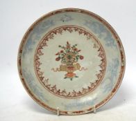 A Chinese famille verte dish, Kangxi/Yongzheng period, 22cm diameter. Condition - fair, some wear on