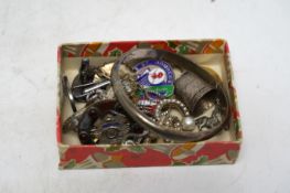 A cased set of six silver apostle coffee spoons and a small quantity of assorted mainly costume