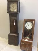 An early 20th century Simplex clocking-in machine, height 105cm and a 19th century thirty-hour