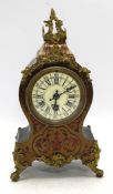 A Boulle work mantel clock with metal mounts, 30cm high. Condition - not checked for time keeping,