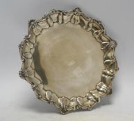 An Edwardian Irish silver waiter, Wakley & Wheeler, Dublin, 21.7cm, 1904, 8.1oz. Condition - fair