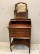 An Edwardian mahogany washstand, with mirror over, width 68cm, depth 45cm, height 144cm. Condition -