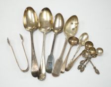A quantity of mainly 19th century and later silver flatware, including table spoon, dessert