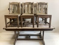 A vintage Bridgman & Co iroko hardwood rectangular garden table, width 182cm, depth 122cm, height