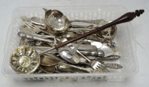 A collection of assorted mainly 19th century and later small silver and white metal items, including