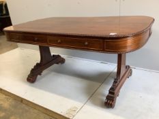 A Regency rosewood centre table, width 150cm, depth 90cm, height 72cm. Condition - fair