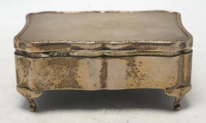 A George V silver mounted rectangular trinket box, by Colen Hewer Cheshire, Chester, 1922, 14cm.