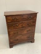 A George III style mahogany chest of four drawers, width 75cm, depth 47cm, height 90cm.