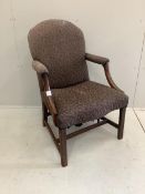 A George III mahogany Gainsborough armchair, width 59cm, depth 54cm, height 94cm. Condition - fair