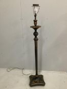 An early 20th century chinoiserie lacquer standard lamp, height including shade 162cm. Condition -