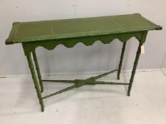 A Regency style rectangular painted faux bamboo console table, width 123cm, depth 40cm, height 85cm.