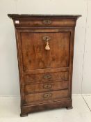 A 19th century marble topped mahogany secretaire à abbatant, width 96cm, depth 43cm, height 148cm.