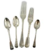 A collection of assorted mainly 19th century silver table and dessert forks, various dates, makers