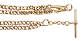 An early 20th century double row curb link albert, 61cm, 46.2 grams.**conditionreport**Overall