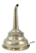 A George III silver wine funnel, by Peter & Ann Bateman, with engraved crest to the thumbpiece,