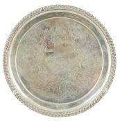 A Victorian silver salver, by Joseph & Albert Savory, with gadrooned border and engraved armorial,