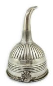 A late George III silver wine funnel, by William Stroud?, with demi fluted decoration and shell