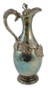 A Victorian silver claret jug, by Fenton Brothers of Sheffield, of baluster form, with applied