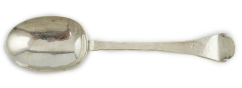 A Charles II silver trefid spoon, maker's mark GV, with rat-tail bowl and engraved initials with
