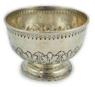 A late Victorian small repousse silver rose bowl, by John Septimus Beresford, with engraved
