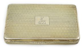A late William IV Scottish engine turned silver gilt rectangular snuff box, by James Nasmyth, with