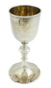 An early Victorian silver goblet/chalice, by Robert Hennell II, with turned stem, on cusped foot,