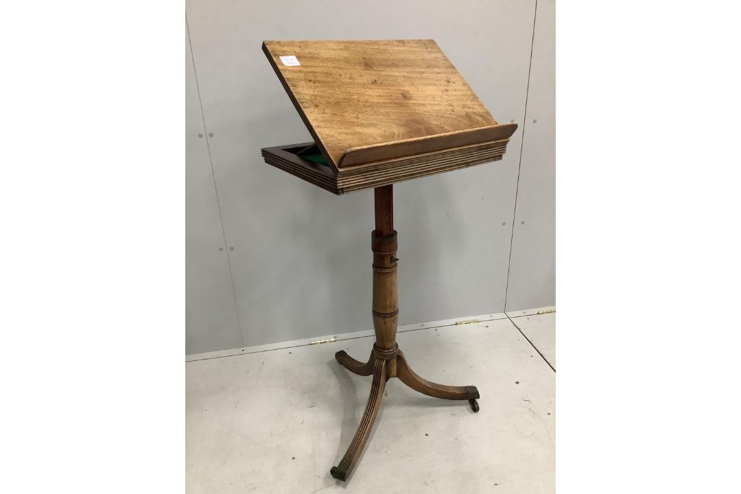 A Regency mahogany telescopic reading stand, width 53cm, depth 47cm. Condition - fair - Image 1 of 2