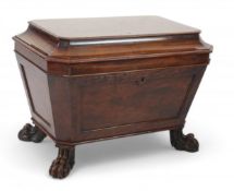A Regency mahogany sarcophagus wine cooler