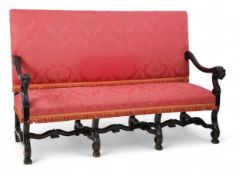A 17th century style walnut settee