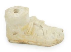 A Roman carved marble model of a sandalled foot