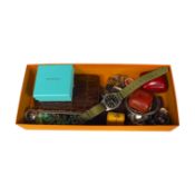 A group of minor jewellery, etc., including a silver Rolls Royce key fob, silver money clip etc.
