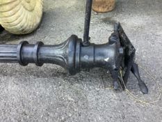 A Victorian style black painted cast iron street lamp, height including base 360cm. Condition -